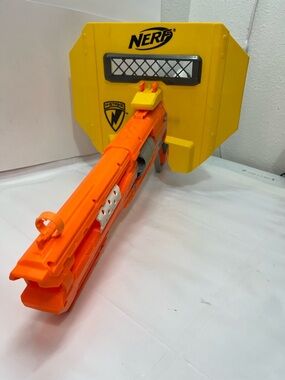 Nerf Orange and Yellow Foam Blaster with Shield Target